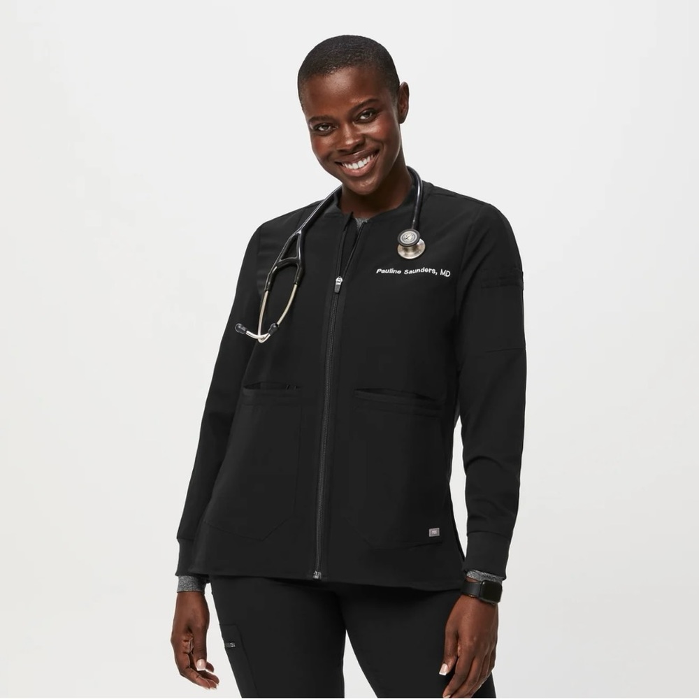 Women’s Figs Bellery Scrub Jacket New Black M